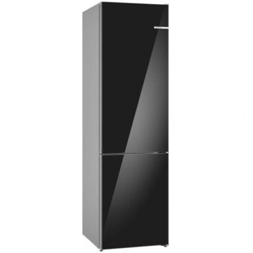 Combina frigorifica Bosch KGN39LBCF, 363 l, NoFrost, PerfectFit, Iluminare LED, Clasa C, H 203 cm, Sticla neagra