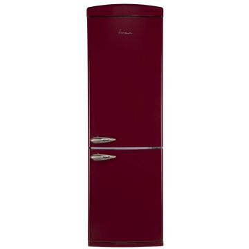Combina frigorifica Fram FC-VRR340BDF+, 340L, Less Frost, Clasa F, Iluminare LED, Congelare rapida, Sertar fructe/legume, H190 cm, Visiniu