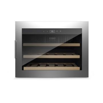 Vitrina de vin incorporabila CASO DESIGN 629, Control digital temperatura, Capacitate 18 sticle, Clasa A, Inox