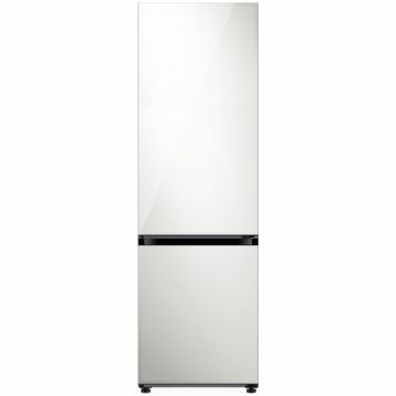 Combina frigorifica Samsung Bespoke RB38A7B5312 EF, 387l, Full No Frost, Twin Metal Cooling, Cool Select+, Digital Inverter, Clasa C, H 203 cm, Sticla alba