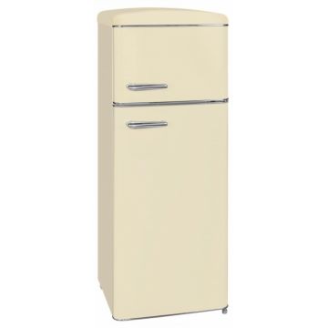 Frigider cu 2 usi Retro Exquisit RKGC270 45-16, 208 l, Control Temperatura, Iluminare LED, Clasa A++, H 144, Crem