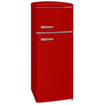 Frigider cu 2 usi Retro Exquisit RKGC270 45-16, 208 l, Control Temperatura, Iluminare LED, Clasa A++, H 144, Rosu