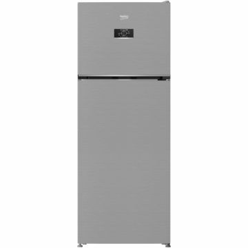 Frigider cu doua usi Beko B3RDNE504HXB, 477 l, No Frost, HarvestFresh, Display, AeroFlow, XXL Bottle holder, Clasa E, H 186,5 cm, Metal Look