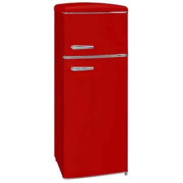 Frigider cu doua usi Retro Exquisit RKGC270 45-16, Capacitate 208 l, Clasa A++, Control temperatura, Iluminare, H 144, Rosu