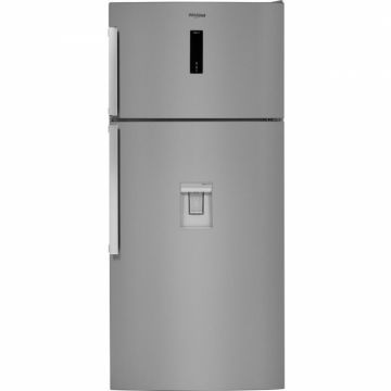 Frigider cu doua usi Whirlpool W84TE 72 X AQUA, No Frost, Clasa energetica E, Capacitate 574 l, Dozator apa, H 186 cm, Argintiu Inox