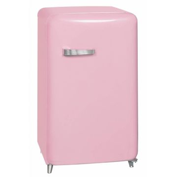 Frigider cu o usa Retro Exquisit RKS130-11A++, 121 l, Termostat Reglabil, Iluminare Interioara, Clasa A++, H 97.8 cm, Roz
