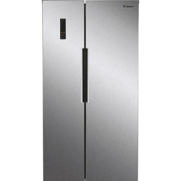 Side by side Candy CHSBSV 5172X, Capacitate 436 l, No Frost, Control digital, Iluminare LED, Ventilator interior, Clasa F, H 177 cm, Inox