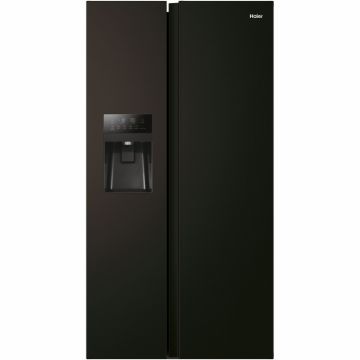 Side by Side Haier HSR3918FIPB, 515l, Total No Frost, Multi air Flow, Motor Inverter, Display LED, Super Cooling, Super Freezing, Dispenser apa si gheata, Clasa F, H 177 cm, Negru