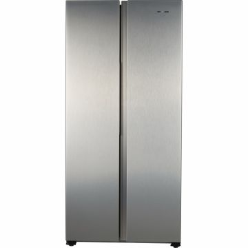 Side by side Heinner HSBS-441NFXF+, 441L, No Frost, Display LED, Clasa F, Functie vacanta, Functie super congelare, H 178 cm, Aspect inox