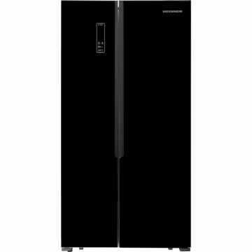 Side by side Heinner HSBS-H442NFBKE++, 436 l, No Frost, Display, Functie Smart, Congelare si racire rapida, Clasa E, H 176.5 cm, Negru
