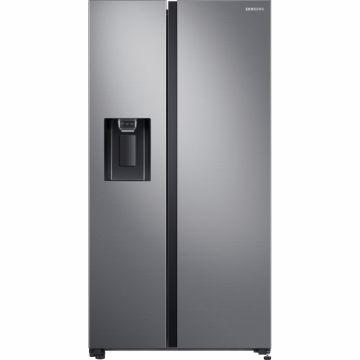 Side By Side Samsung RS64R5302M9 EO, 635 l, Full No Frost, All around cooling, Tehnologie Space Max, Non-Plumbing, Dozator apa, Clasa F, H 178 cm, Argintiu