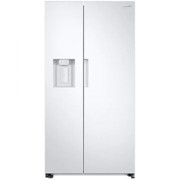 Side By Side Samsung RS67A8810WW EF, 609 l, Clasa F, Full No Frost, Twin Cooling Plus, Conversie Smart 5 in 1, SpaceMax, Compresor Digital Inverter, Dozator apa, Alb