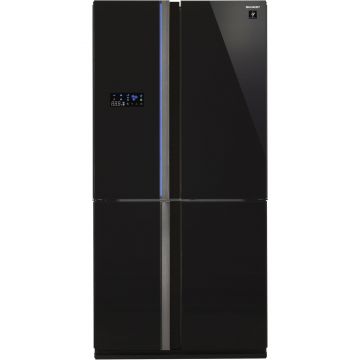 Side by side Sharp SJFS810VBK, 600 l, Clasa A+, Ioni Plasmacluster, Sticla Neagra