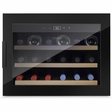 Vitrina de vinuri incorporabila CASO WineSafe 18 EB, Capacitate 18 sticle, Control Sensor-Touch, Tehnologie compresor, Clasa A, Negru