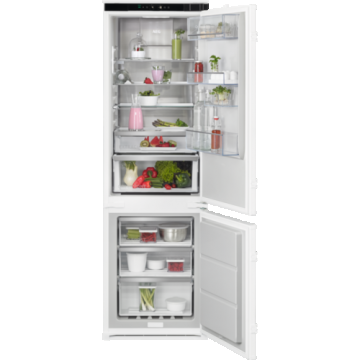 Combina frigorifica incorporabila AEG TSC8M181CS, No Frost, Multiflow, Control umiditate, 248 l, Clasa C (Alb)