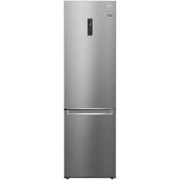 Combina frigorifica LG GBB62PZFGN, 384 l, No Frost, DoorCooling+, Compresor Smart Inverter, FreshConverter, SmartThinQ, H 203 cm, Argintiu, Clasa D