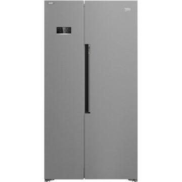 Side by side Beko GN1603140ZHXBN, 580 l, NeoFrost Dual Cooling, HarvestFresh, Everfresh+, HomeWhiz Wi-Fi, Compresor inverter, Argintiu, H 179 cm, Clasa E