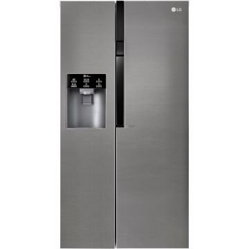 Side by Side LG GSL360ICEZ, 591 l, No Frost, Compresor Linear Inverter, Sistem SpacePlus Ice, SmartDiagnosis, Clasa F (clasificare energetica veche Clasa A++), H 179 cm, Argintiu