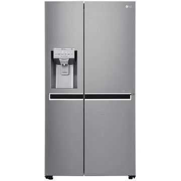 Side by Side LG GSL961PZUZ, 601 l, No Frost, Compresor Linear Inverter, Sistem SpacePlus Ice, SmartDiagnosis, Clasa F (clasificare energetica veche Clasa A++), H 179 cm, Argintiu