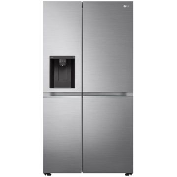 Side by Side LG GSLV70PZTE, No Frost, 635 l, Door Cooling, LINEARCooling, UVnano, FRESHBalancer, LG ThinQ, Dozator apa, H 179 cm, Argintiu, Clasa E