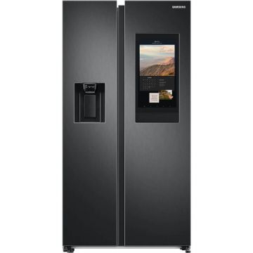 Side by Side Samsung RS6HA8891B1/EF, 614 l, No Frost, Family Hub, Twin Cooling Plus, SmartThings, WiFi, Compresor Digital Inverter, Clasa E, H 178 cm, Dark Inox