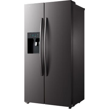 Side by Side Toshiba GR-RS660WE-PMJ, 490 l, No Frost, Dual Inverter, Display Touch Control, Ice Maker, Child Lock, Water Tank, Vacation Mode, Clasa A++, H 178.8 cm, Argintiu inchis