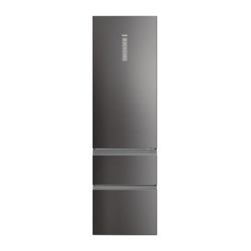 Combina frigorifica HAIER 3D 60 Seria 5 HTW5620CNMP, 414 l, Clasa C, No Frost, Iluminare LED, H 205 cm (Negru/Inox)