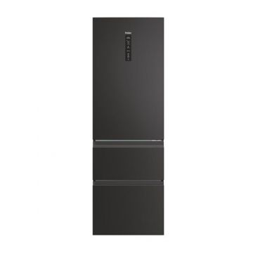 ​Combina frigorifica Haier HTW5618DNPT, 360 l, Total No Frost, H 185 cm, Clasa D, Wi-Fi, 3 usi (Negru)​