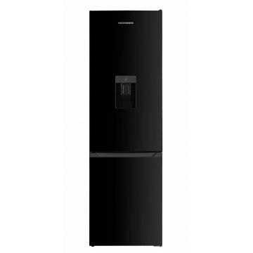 Combina frigorifica Heinner HC-HM260BKWDE++, 260 l, Clasa E, Lumina LED, Dozator de apa, Usi reversibile (Negru)