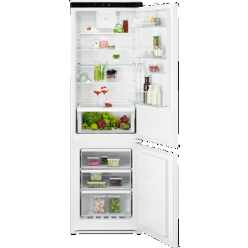 Combina frigorifica incorporabila AEG TSC7G181ES, 256 l, No Frost, Usa reversibila, Control electronic, Semnal acustic, Coolmatic, Frostmatic, Clasa E, H 178 cm (Alb) Combina frigorifica incorporabila AEG TSC7G181ES, 256 l, No Frost, Usa reversibila, Control electronic, Semnal acustic, Coolmatic, Frostmatic, Clasa E, H 178 cm (Alb)