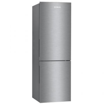 Combina Frigorifica Samus SCX396NFE, 293 L, Full No Frost, Clasa energetica E, Termostat reglabil, 3 sertare congelator, H 185 cm (Inox/Argintiu)