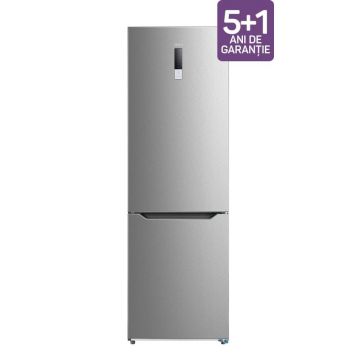Combina frigorifica Tesla RC3100FMXE, 310 l, Total No Frost, Clasa E, Display LED, Iluminare LED,  Alarma usa, Super racire si congelare, H 188 cm (Inox)