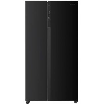 Side by side Heinner HSBS-HM532NFBKE++, Full No frost, 532 l, Functie Eco, Display Touch, Negru, Clasa E