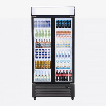 Vitrina frigorifica profesionala cu 2 usi STARCREST SPS-2D590DC, 590 L, Caseta luminoasa, Display Temperatura, Panou comanda Digital, Iluminare LED, Roti, H 195 cm